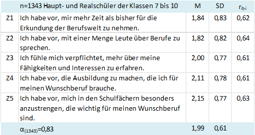Tabelle 6: Ziele/Intention (Items aus: Fouad et al. 1997; Übers. G.R.)