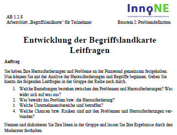 Abbildung 4: Auszug aus dem Arbeitsblatt zur Entwicklung der Begriffslandkarte