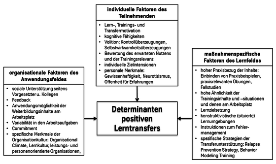 Abbildung 1: Empirisch best&auml;tigte signifikante positive Einflussfaktoren auf den Lerntransfer (In Anlehnung an Tonh&auml;user/B&uuml;ker 2016, 148)