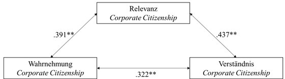 Abbildung 1: Interdependenzen zwischen Relevanz, Wahrnehmung und Verständnis in der Dimension Corporate Citizenship